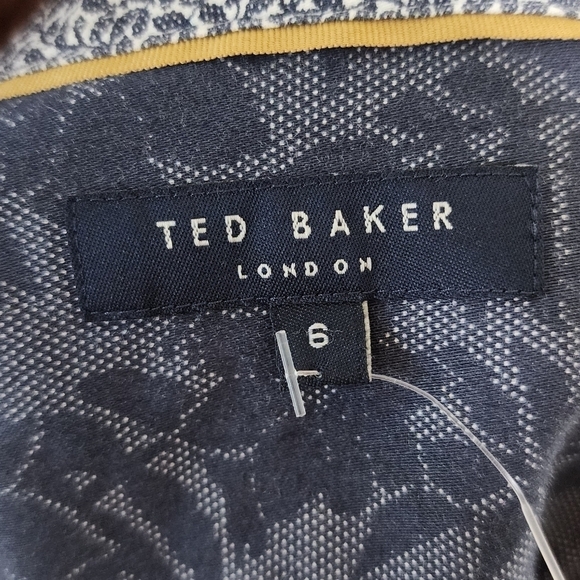 Ted Baker Geo Navy Print Button-Front Shirt 6 - Picture 5 of 9